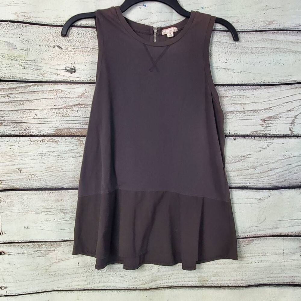 GAP Designed & Crafted Women’s Sleeveless Peplum Tank Top XS Gray Pima Cotton Ba